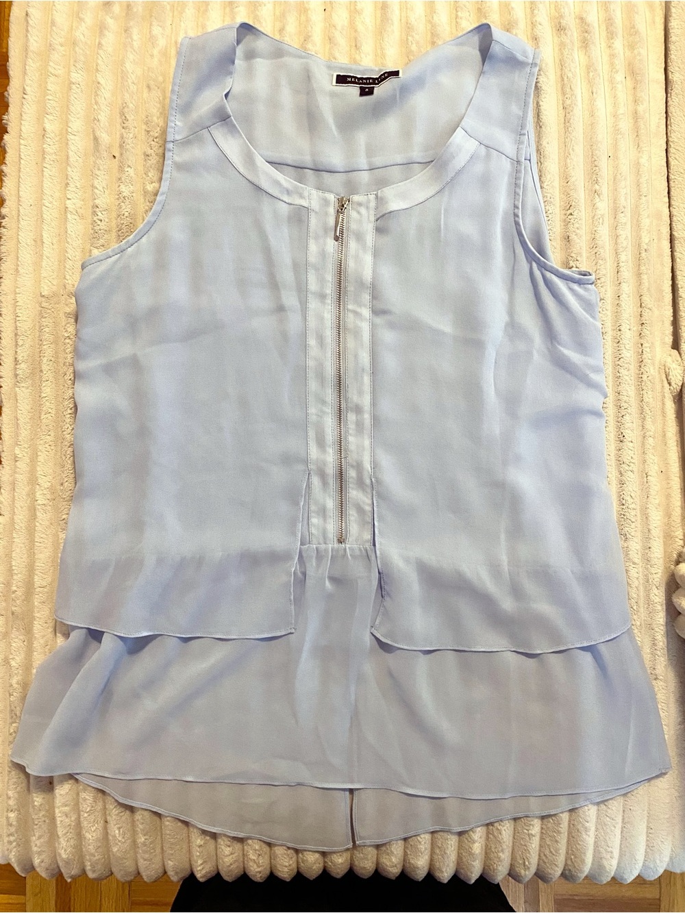 Beautiful Sheer Baby Blue Blouse size Large